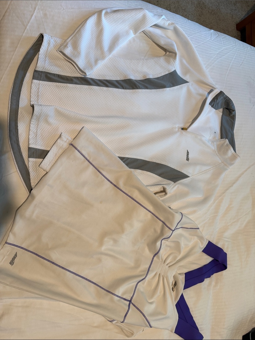 Women’sAvia White Zip Pullover with Gray Accents and White Tank with Purple Trim